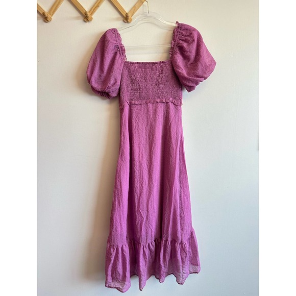 NEW ASTR The Label Rocco Dress Orchid Fuchsia Cottage Ruffle Puff Sleeve Size XS - Picture 11 of 16